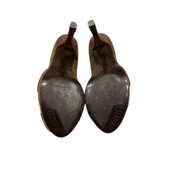 Guess Platform Stiletto High Heels Shoes Subtle Animal Print Open Toe 7.5M - Picture 8 of 11